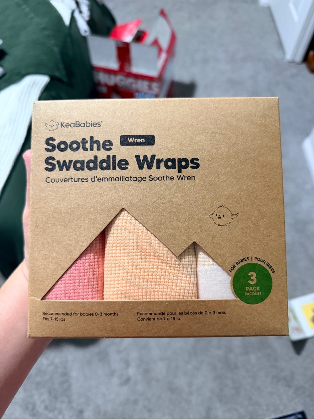 KeaBabies Soothe Wren Swaddle Wraps - Peach/Pink/White - 3 Pack